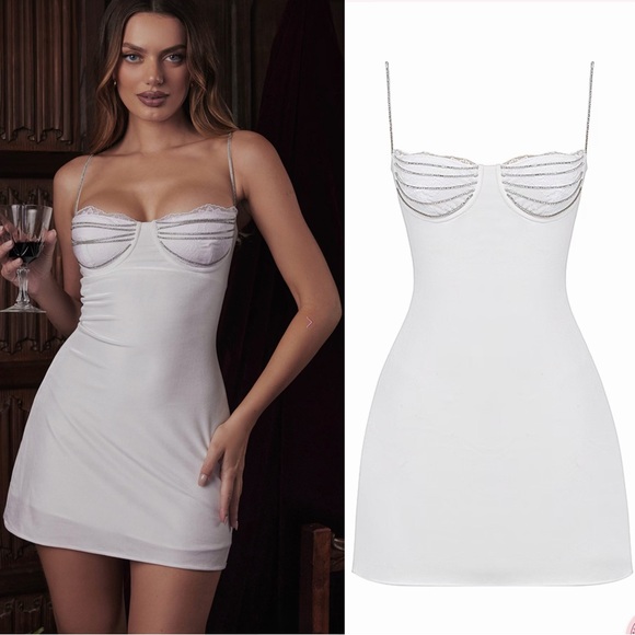 House of CB Dresses & Skirts - ❤️‍🔥Firm Price❤️‍🔥House of CB GRACE Ivory Crystallised Mini Dress